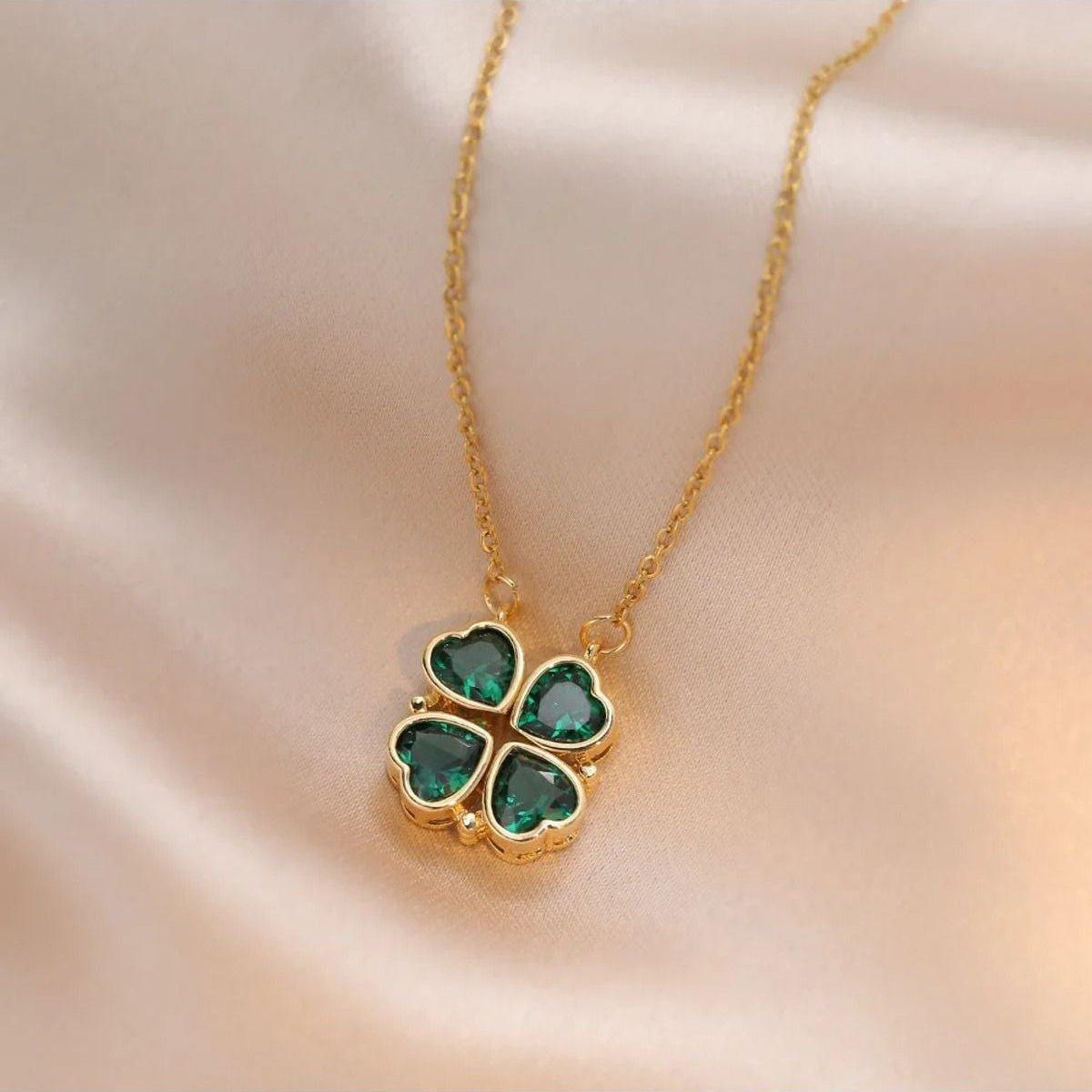 Yeşil Mıknatıslı Yonca Kolye - KEHVAN